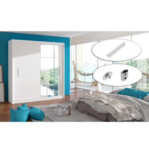 Skriňa s posuvnými dverami, biela, 180x215, LOW