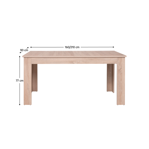Stôl rozkladací typ 12, dub sonoma, 161-210x77 cm, GRAND