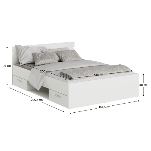 Posteľ, 140x200, biela, MICHIGAN NEW