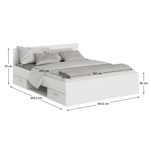 Posteľ, 160x200, biela, MICHIGAN NEW