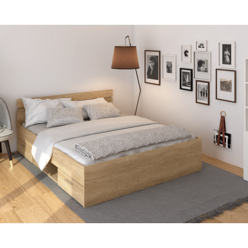 Posteľ, 160x200, dub sonoma, MICHIGAN NEW