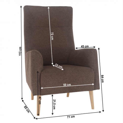 Kreslo ušiak, hnedá/buk, SAMY