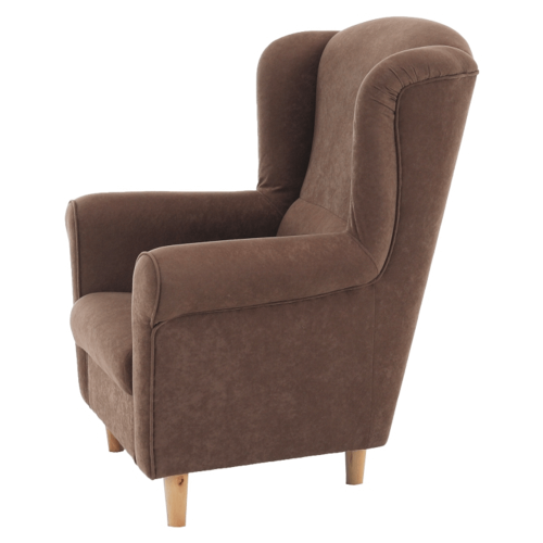 Kreslo ušiak, látka hnedá, CHARLOT