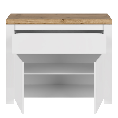 Komoda 2D1S, biely lesk/dub wotan, VILGO