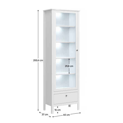 Vitrína 1W1S, biela, OLJE