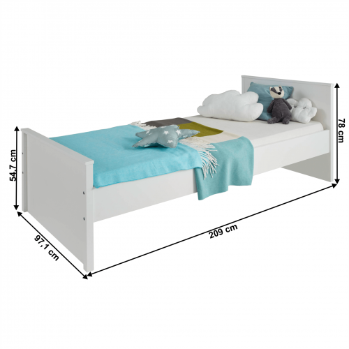 Posteľ, biela, 90x200, OLJE