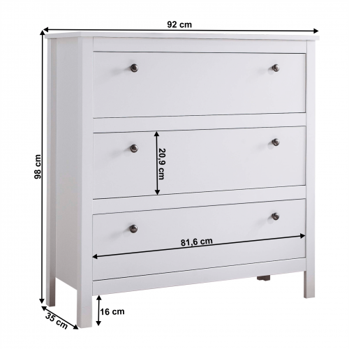 Komoda 3S, biela, OLJE