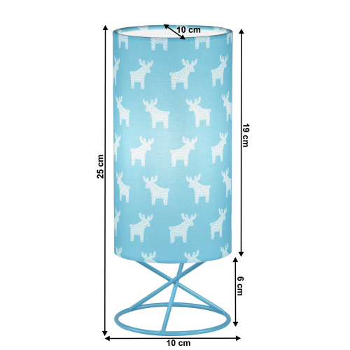 Stolná lampa, kov/modré textilné tienidlo, AVAM