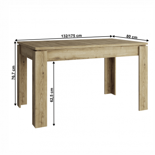 Rozkladací stôl, 132/175x80 cm, dub navarra, DORSI Rozkladací stôl, 132/175x80 cm, dub navarra, DORSI