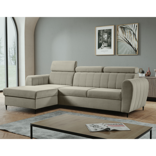 Rozkladacia sedacia súprava, béžová, ľavá, KORIO