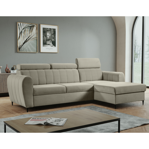 Rozkladacia sedacia súprava, béžová, pravá, KORIO