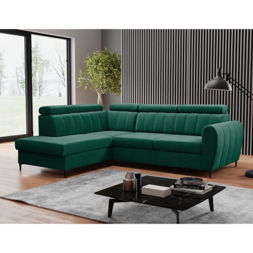 Rozkladacia sedacia súprava, smaragdová, ľavá, KORIO L