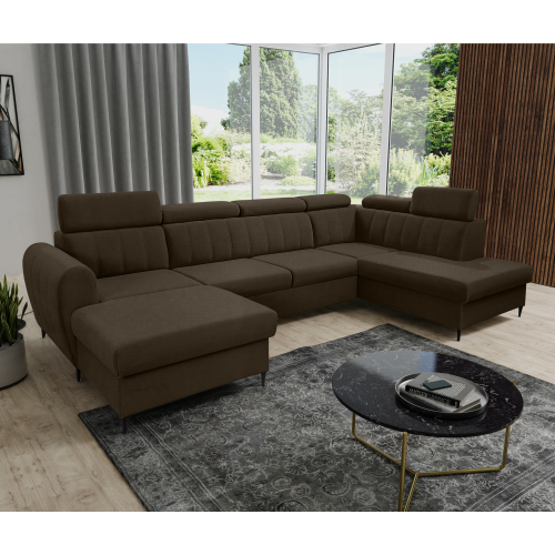 Rozkladacia sedacia súprava, hnedá, ľavá, KORIO U