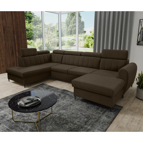 Rozkladacia sedacia súprava, hnedá, pravá, KORIO U