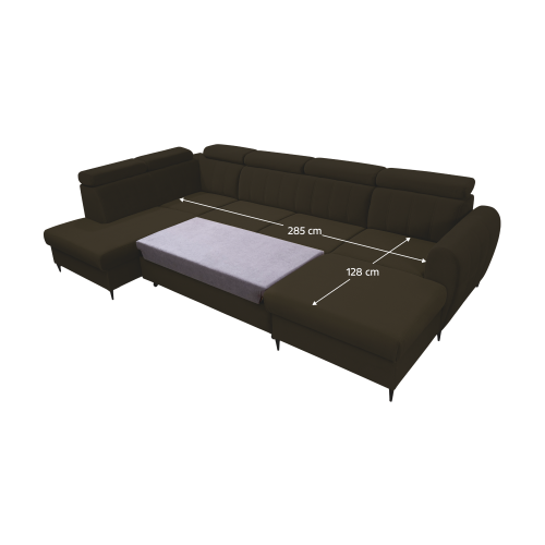 Rozkladacia sedacia súprava, hnedá, pravá, KORIO U