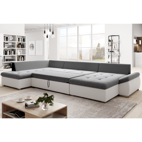 Rozkladacia sedacia súprava, biela/sivá, ľavá, MATAR U