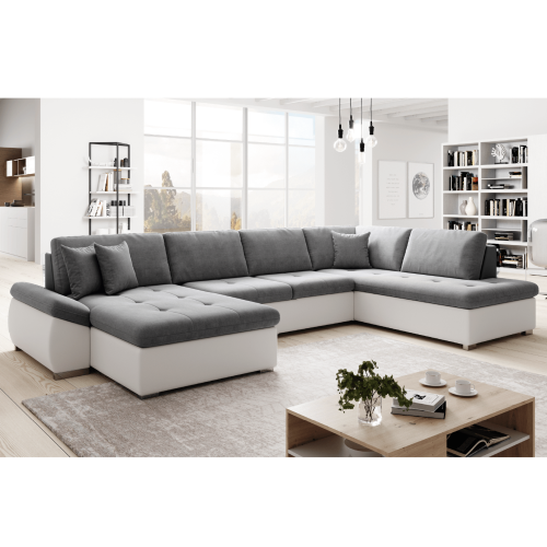 Rozkladacia sedacia súprava, biela/sivá, pravá, MATAR U