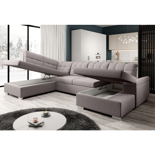 Rozkladacia sedacia súprava, sivobéžová Taupe, ľavá, OREO U