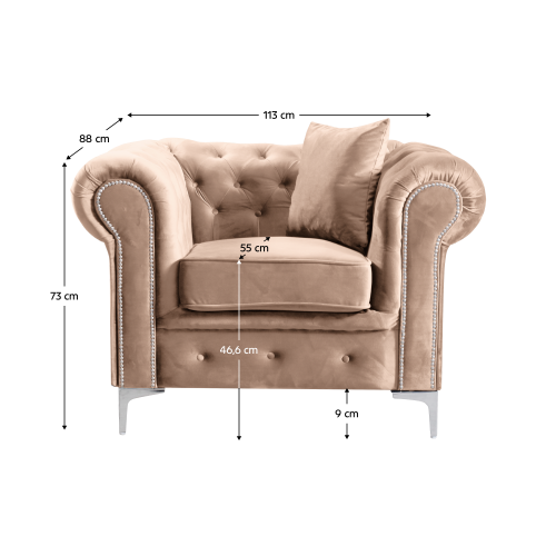 Luxusné kreslo, svetlohnedá Velvet látka, ROMANO Luxusné kreslo, svetlohnedá Velvet látka, ROMANO