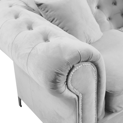 Luxusný rozkladací 3-sed, sivá Velvet látka, ROMANO Luxusný rozkladací 3-sed, sivá Velvet látka, ROMANO
