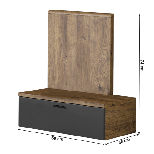 Nočný stolík, dub ribeck/tmavý grafit, pravý, ARMENY 8XX3AT1P