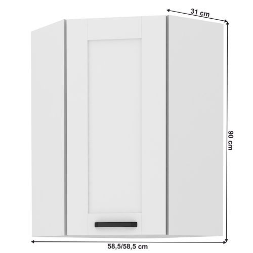 Horná rohová skrinka, biela, LULA 58x58 GN-90 1F Horná rohová skrinka, biela, LULA 58x58 GN-90 1F