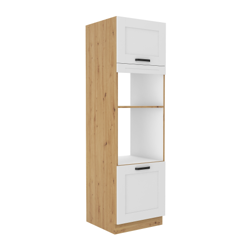 Vysoká skrinka na rúru a mikrovlnú rúru, biela/dub artisan, LULA 60 DPM-210 2F Vysoká skrinka na rúru a mikrovlnú rúru, biela/dub artisan, LULA 60 DPM-210 2F