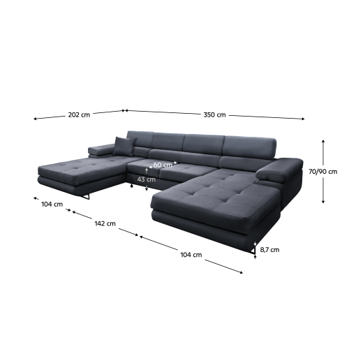 Univerzálna sedacia súprava, sivá, AMARETA U