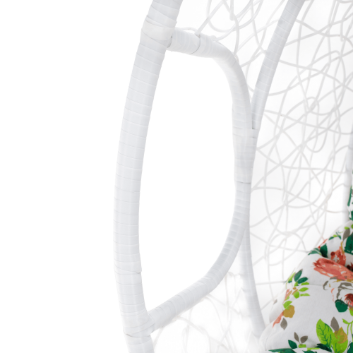 Závesné dvojkreslo, biela/vzor kvety, DALVEA 2 NEW