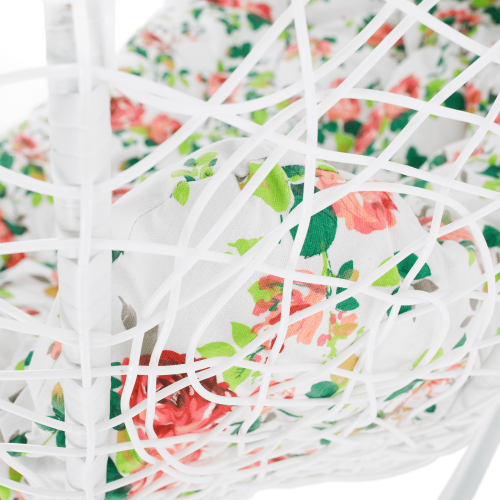 Závesné dvojkreslo, biela/vzor kvety, DALVEA 2 NEW