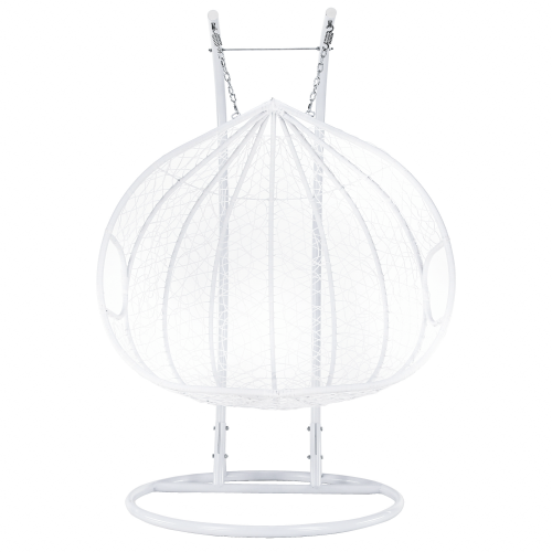 Závesné dvojkreslo, biela/vzor kvety, DALVEA 2 NEW