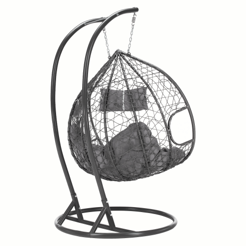 Závesné dvojkreslo, sivá, DALVEA 2 NEW