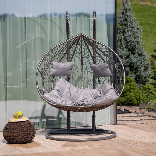 Závesné dvojkreslo, sivá, DALVEA 2 NEW