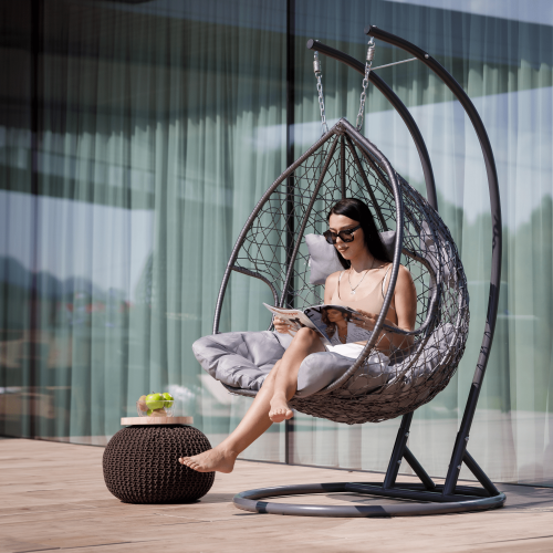 Závesné dvojkreslo, sivá, DALVEA 2 NEW