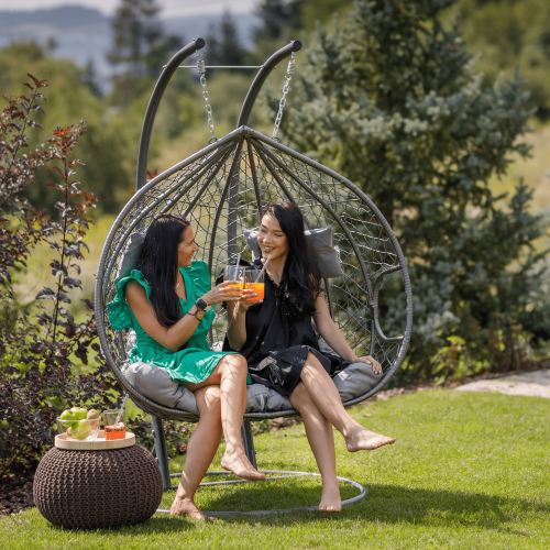 Závesné dvojkreslo, sivá, DALVEA 2 NEW