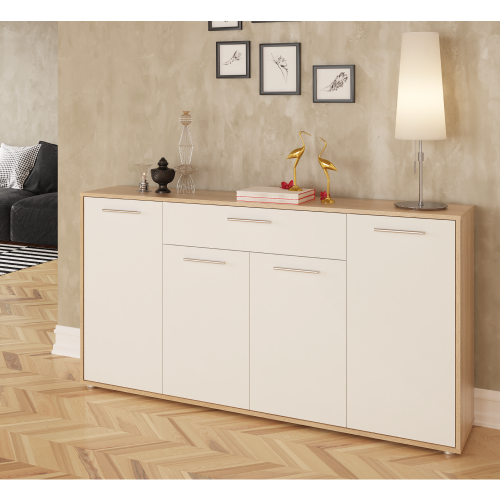 Komoda, dub sonoma/biela, LUNIA