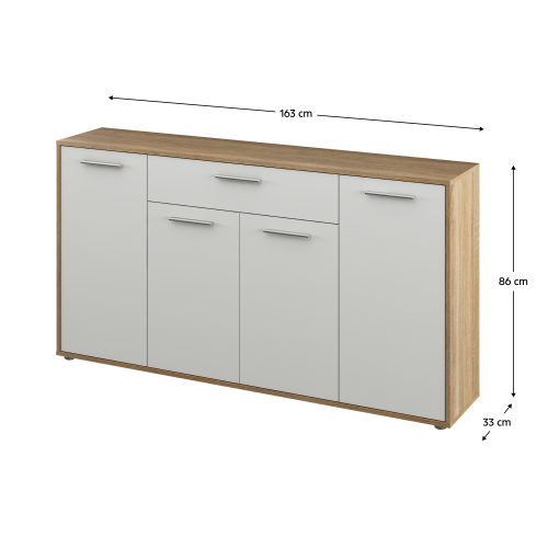 Komoda, dub sonoma/biela, LUNIA