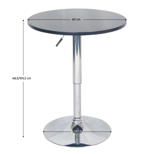 Barový stôl s nastaviteľnou výškou, čierna, priemer 60 cm, BRANY 2 NEW Barový stôl s nastaviteľnou výškou, čierna, priemer 60 cm, BRANY 2 NEW