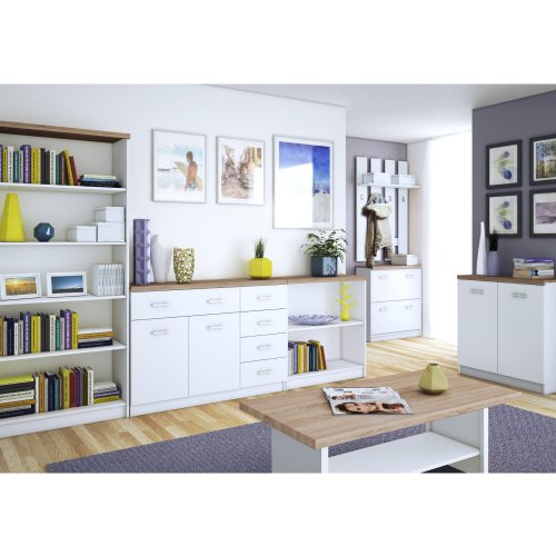 Skriňa so zrkadlom 2D1S/60, biela/dub sonoma, TOPTY TYP 37