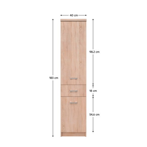 Regál 2D1S, dub sonoma, univerzálny, TOPTY TYP 31