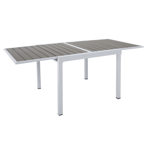 Záhradný rozkladací stôl, biela oceľ/sivá, DORIO