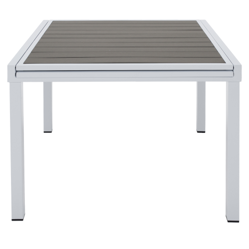 Záhradný rozkladací stôl, biela oceľ/sivá, DORIO
