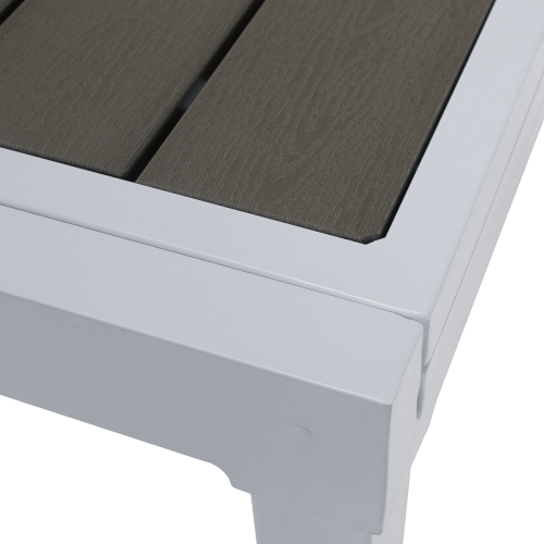 Záhradný rozkladací stôl, biela oceľ/sivá, DORIO