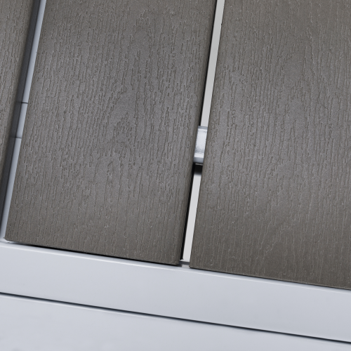 Záhradný rozkladací stôl, biela oceľ/sivá, DORIO