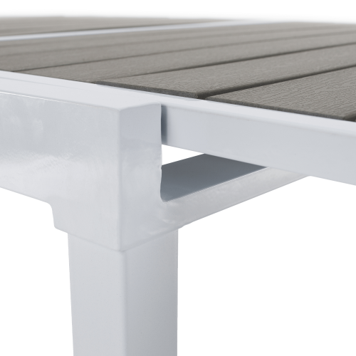 Záhradný rozkladací stôl, biela oceľ/sivá, DORIO