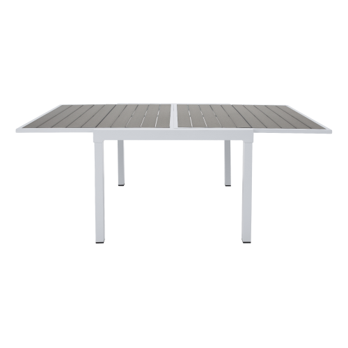 Záhradný rozkladací stôl, biela oceľ/sivá, DORIO