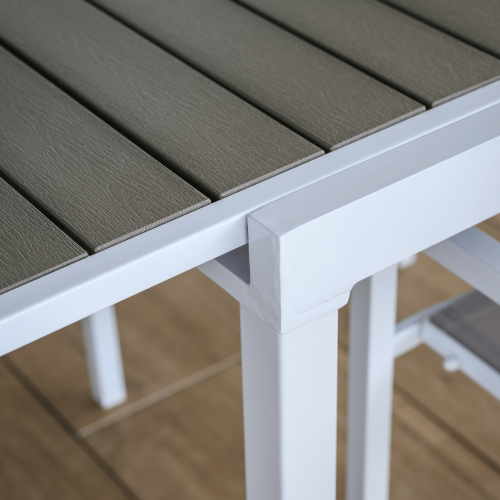 Záhradný rozkladací stôl, biela oceľ/sivá, DORIO