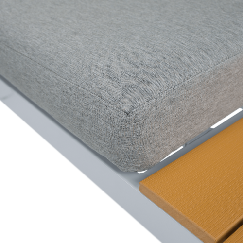 Záhradný set, biela oceľ/dub/svetlosivá, PELOR