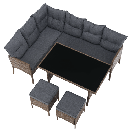 Záhradný ratanový set, prírodná/svetlosivá, RANDI