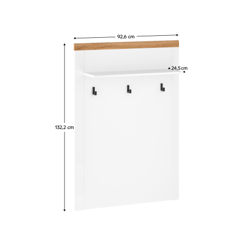 Vešiaková stena 90, biela/dub wotan, VILGO